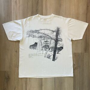 Vtg Chief Seattle Indian Wolf XL Motorcycle Trucker TShirt Life Quote Native USA